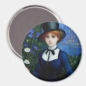 ヴィンテージスタイルかわいらしダークアカデミーガールポートレート マグネット (正面/裏面)