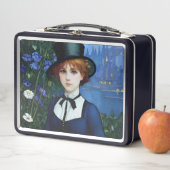 ヴィンテージスタイルかわいらしダークアカデミーガールポートレート メタルランチボックス (インサイチュ)