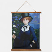 ヴィンテージスタイルかわいらしダークアカデミーガールポートレート 吊り下げ型タペストリー (正面)