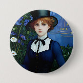 ヴィンテージスタイルかわいらしダークアカデミーガールポートレート 缶バッジ (正面)