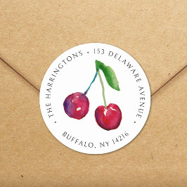 ヴィンテージスタイルさくらんぼ手描き差出人住所 ラウンドシール