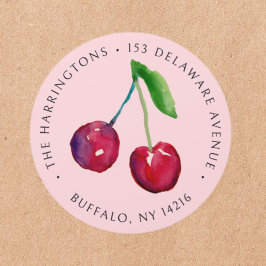 ヴィンテージスタイルさくらんぼ手描き差出人住所 ラウンドシール