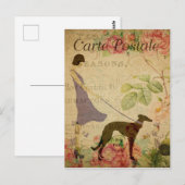 ヴィンテージスタイルとドッグカーフランスのトポストエール ポストカード (正面/裏面)