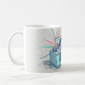 ヴィンテージスタイルのインスタントカメラのイラスト コーヒーマグカップ (左)