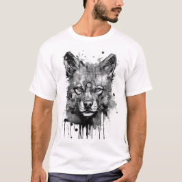 ヴィンテージスタイルのウルフ レトロ 大胆なドリップアートのオオカミ Tシャツ