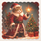 ヴィンテージスタイルのクリスマスキティ ペーパーコースター (正面)