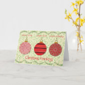 ヴィンテージスタイルのクリスマスホリデーオーナメントカード カード (黄色い花)