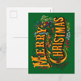 ヴィンテージスタイルのクリスマスホリデーグリーティング シーズンポストカード