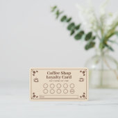 ヴィンテージスタイルのコーヒーショップロイヤルティカード 名刺 (スタンド正面)