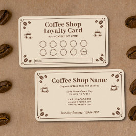 ヴィンテージスタイルのコーヒーショップロイヤルティカード 名刺