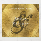 ヴィンテージスタイルのゴールデン結婚ズ スパークリングワインラベル (シングルラベル)