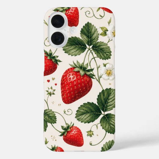 ヴィンテージスタイルのシームレスないちごの植物パターン Case-Mate iPhoneケース (裏面)