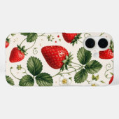 ヴィンテージスタイルのシームレスないちごの植物パターン Case-Mate iPhoneケース (裏面 (横))