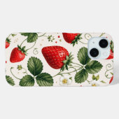 ヴィンテージスタイルのシームレスないちごの植物パターン Case-Mate iPhoneケース (裏面 (横))