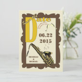 ヴィンテージスタイルのジャズ・セーブ・ザ・デート 招待状 (スタンド正面)