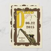 ヴィンテージスタイルのジャズ・セーブ・ザ・デート 招待状 (正面/裏面)
