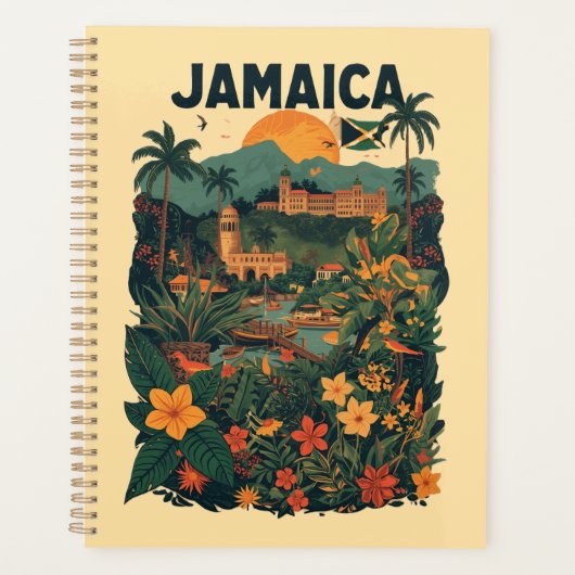 ヴィンテージスタイルのジャマイカ旅行イラスト プランナー手帳 (正面)
