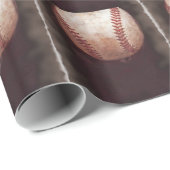 ヴィンテージスタイルのセピアベースボールアートワーク ラッピングペーパー (ロールコーナー)