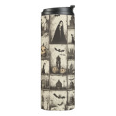 ヴィンテージスタイルのセピア色のハロウィーンパターン タンブラー (回転左)