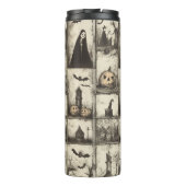 ヴィンテージスタイルのセピア色のハロウィーンパターン タンブラー (裏面)