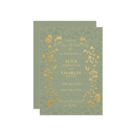 ヴィンテージスタイルのセージグリーンSave The Dateカード セーブザデート