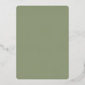ヴィンテージスタイルのセージグリーンSave The Date 箔招待状 (裏面)