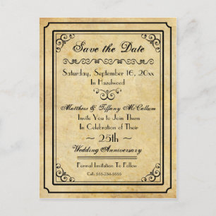 ヴィンテージスタイルのデザイン Save the Date ポストカード