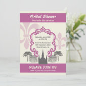 ヴィンテージスタイルのニューオーリンズ ブライダルシャワー ピンク 招待状 (スタンド正面)