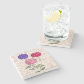 ヴィンテージスタイルのハイドランジアトリオ ストーンコースター (横)