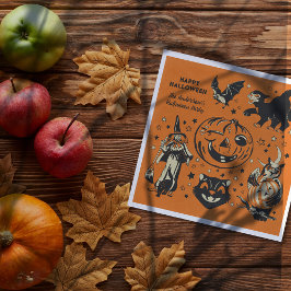 ヴィンテージスタイルのハロウィングラフィック オリジナルデザイン対応 スタンダードランチョンナプキン