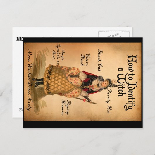 ヴィンテージスタイルのハロウィーン魔女ＩＤポストカード ポストカード (正面/裏面)