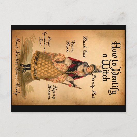 ヴィンテージスタイルのハロウィーン魔女IDポストカード ポストカード (正面)