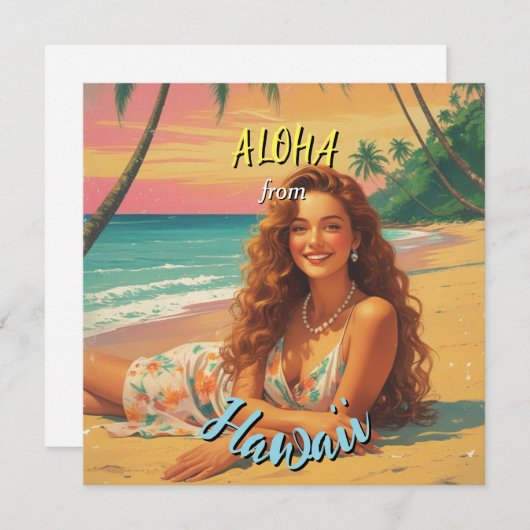 ヴィンテージスタイルのハワイ旅行 アロハハワイ カード (正面/裏面)