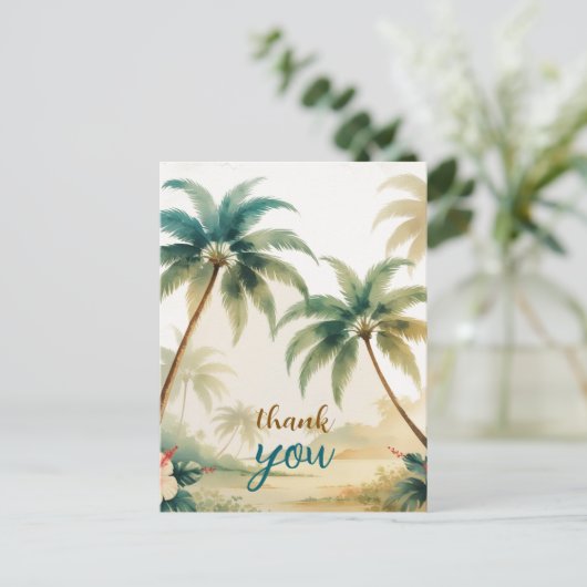 ヴィンテージスタイルのハワイ旅行 ホノルルへの感謝 ポストカード (スタンド正面)