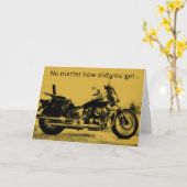 ヴィンテージスタイルのバイクのバースデーカード カード (黄色い花)