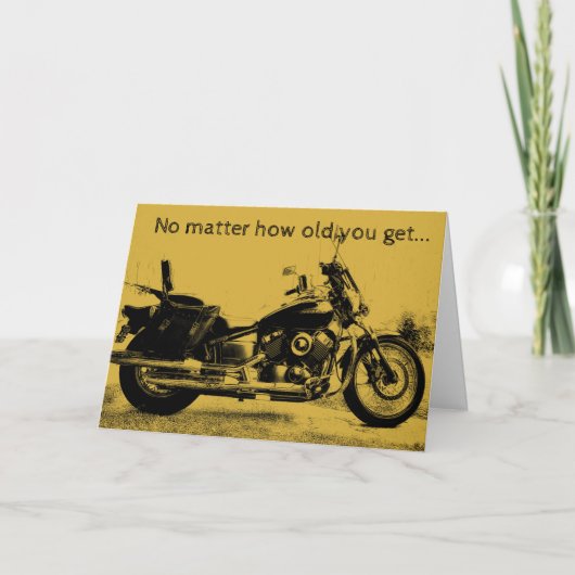 ヴィンテージスタイルのバイクのバースデーカード カード (正面)