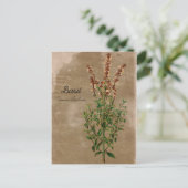 ヴィンテージスタイルのバジルハーブ ポストカード (スタンド正面)