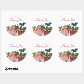 ヴィンテージスタイルのバタフライローズ サンクス ラウンドシール (シート)