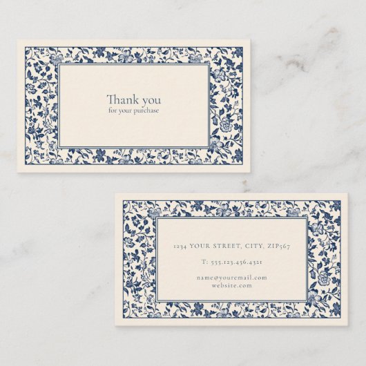 ヴィンテージスタイルのフローラ感謝していフレーム エンクロージャーカード (正面/裏面)