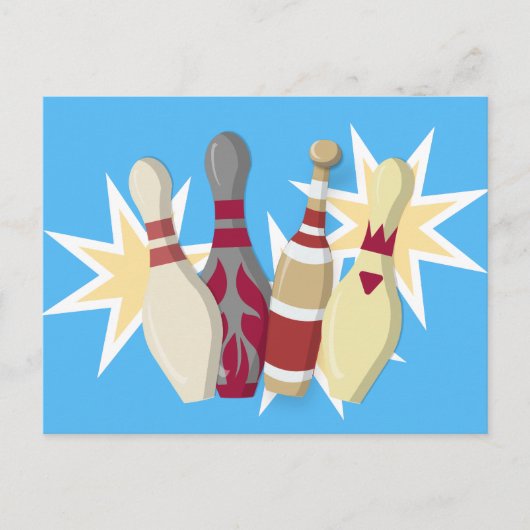 ヴィンテージスタイルのボウリング ポストカード (正面)