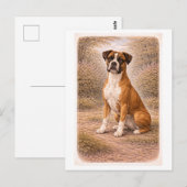 ヴィンテージスタイルのボクサー犬 ポストカード (正面/裏面)