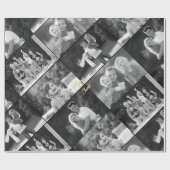 ヴィンテージスタイルのモノクロ写真コラージュを作成する ラッピングペーパー (フラット)