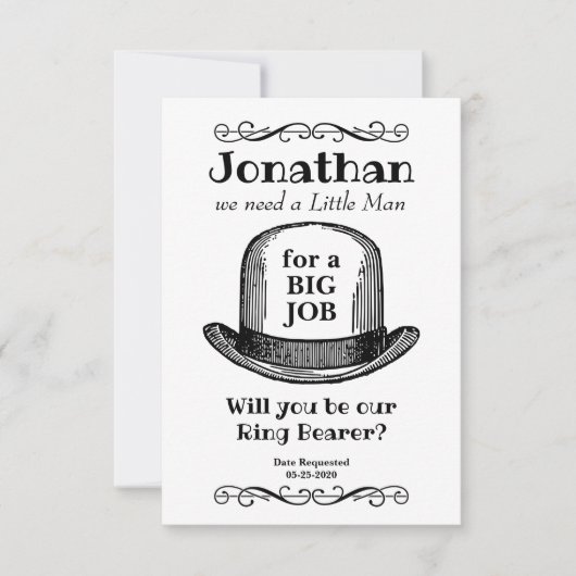 ヴィンテージスタイルのリングベアーになってくれる？ 招待状 (正面)