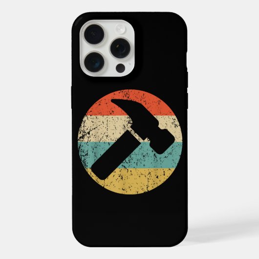 ヴィンテージスタイルのレトロなハンマー 大工さんに iPhoneケース (裏面)