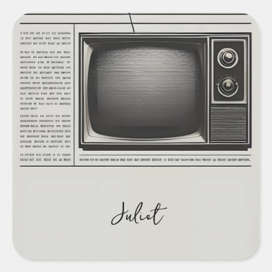 ヴィンテージスタイルのレトロな新聞の花嫁シャワー スクエアシール (正面)