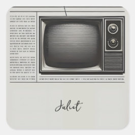 ヴィンテージスタイルのレトロな新聞風の花嫁シャワー スクエアシール