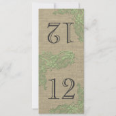ヴィンテージスタイルのレースデザイン グリーンテーブルナンバー 招待状 (裏面)