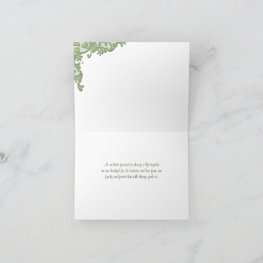 ヴィンテージスタイルのレース写真サンクスカード サンキューカード (内部)