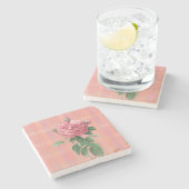 ヴィンテージスタイルのローズアートストーンコースター ストーンコースター (横)