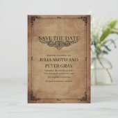 ヴィンテージスタイルの保存日付のお知らせ 招待状 (スタンド正面)